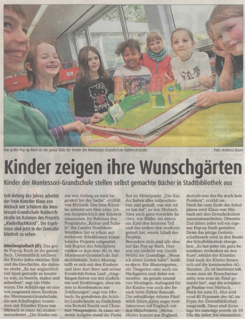 Zeitungsbericht: Kinder zeigen ihre Wunschgärten